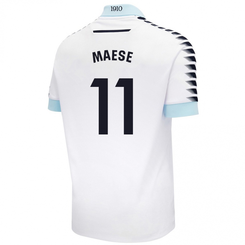 Niño Fútbol Camiseta María Del Carmen Maese Gaitán #11 Blanco Azul 2ª Equipación 2024/25 Argentina