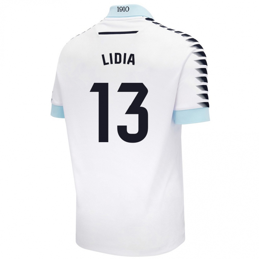 Niño Fútbol Camiseta Lidia Rincón García #13 Blanco Azul 2ª Equipación 2024/25 Argentina