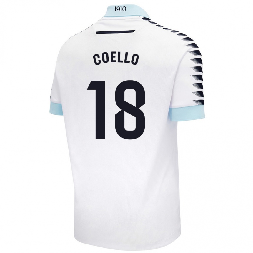 Niño Fútbol Camiseta María Del Carmen Coello Vidal #18 Blanco Azul 2ª Equipación 2024/25 Argentina