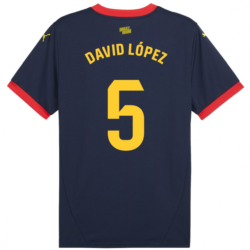 Niño Fútbol Camiseta David López #5 Azul Marino Rojo 2ª Equipación 2024/25 Argentina