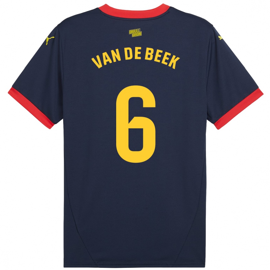 Niño Fútbol Camiseta Donny Van De Beek #6 Azul Marino Rojo 2ª Equipación 2024/25 Argentina