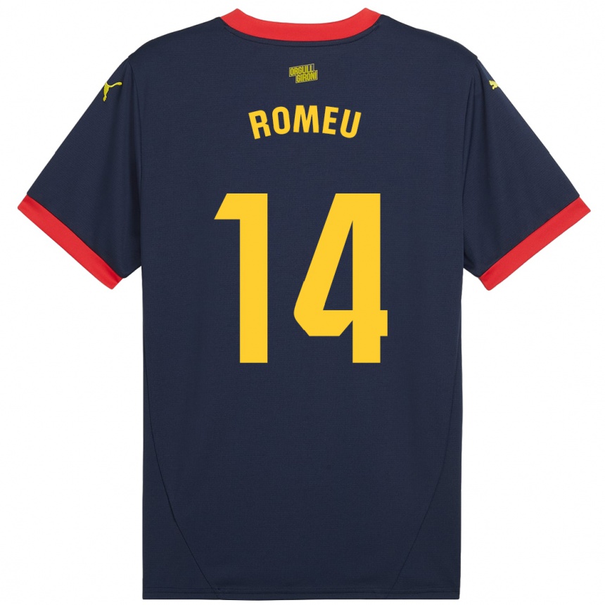 Niño Fútbol Camiseta Oriol Romeu #14 Azul Marino Rojo 2ª Equipación 2024/25 Argentina