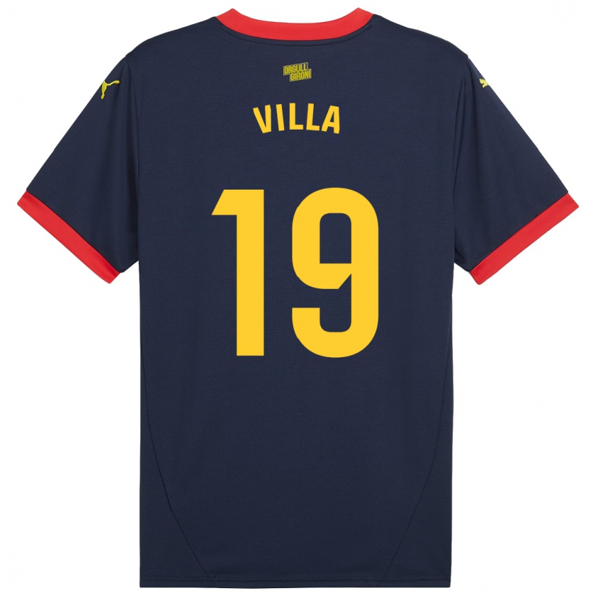 Niño Fútbol Camiseta Toni Villa #19 Azul Marino Rojo 2ª Equipación 2024/25 Argentina