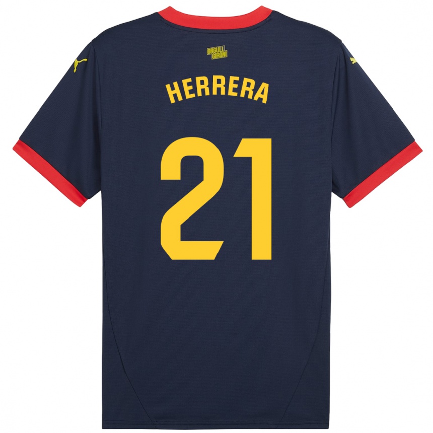 Niño Fútbol Camiseta Yangel Herrera #21 Azul Marino Rojo 2ª Equipación 2024/25 Argentina