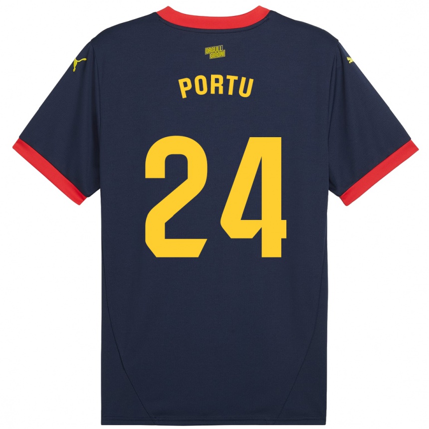 Niño Fútbol Camiseta Portu #24 Azul Marino Rojo 2ª Equipación 2024/25 Argentina