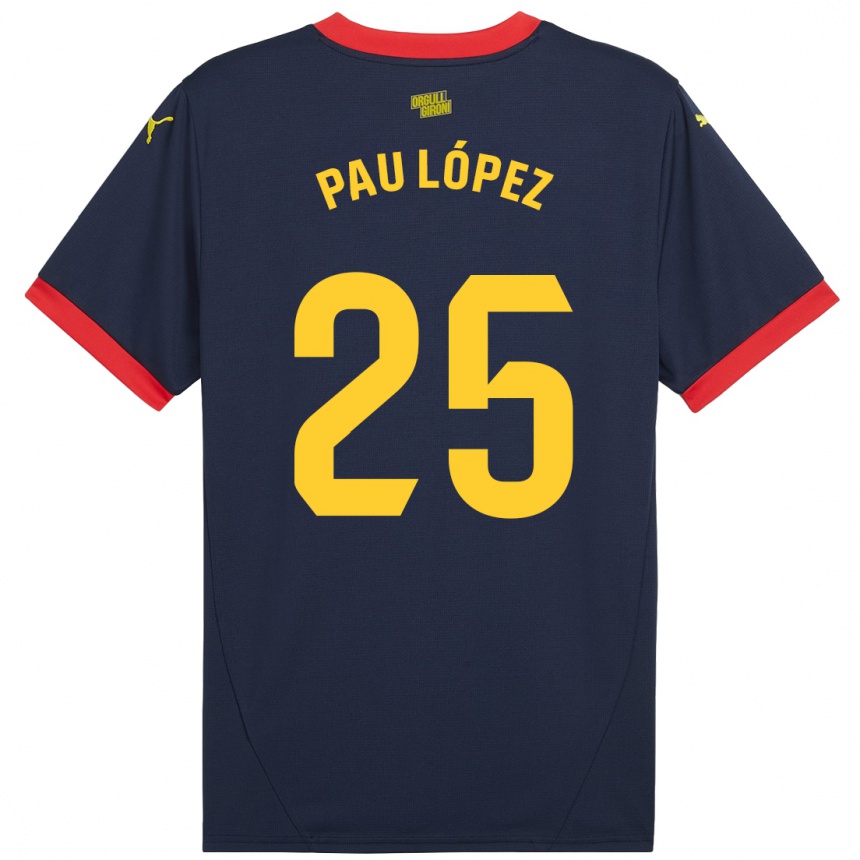 Niño Fútbol Camiseta Pau Lopez #25 Azul Marino Rojo 2ª Equipación 2024/25 Argentina