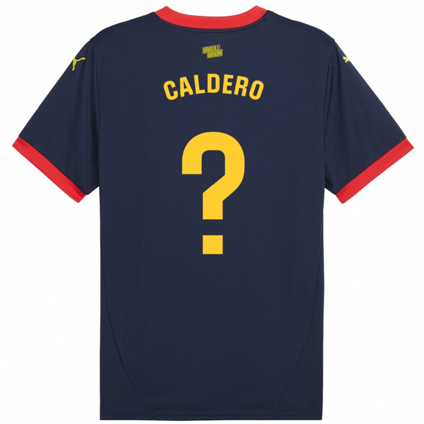 Niño Fútbol Camiseta Nil Caldero #0 Azul Marino Rojo 2ª Equipación 2024/25 Argentina