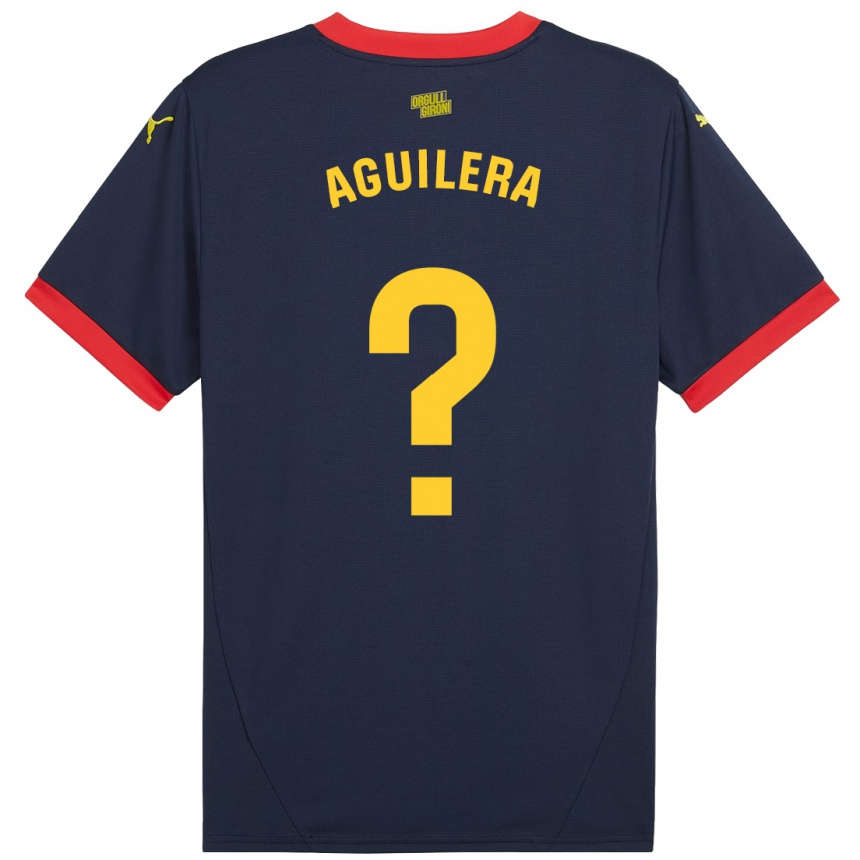 Niño Fútbol Camiseta Oriol Aguilera #0 Azul Marino Rojo 2ª Equipación 2024/25 Argentina