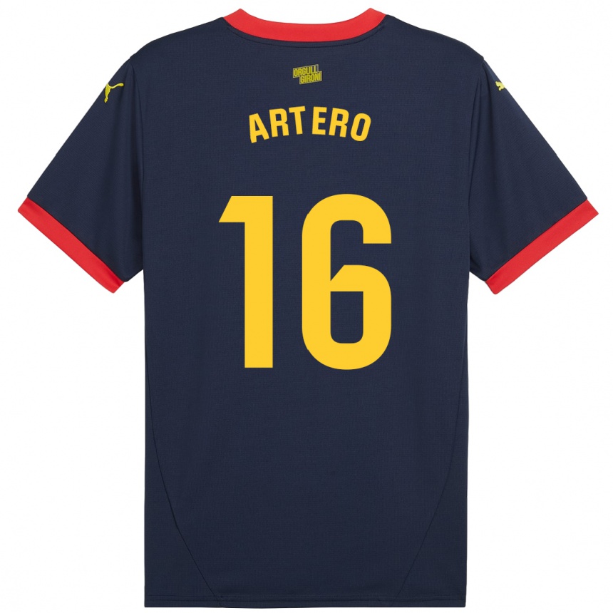 Niño Fútbol Camiseta Ricard Artero #16 Azul Marino Rojo 2ª Equipación 2024/25 Argentina