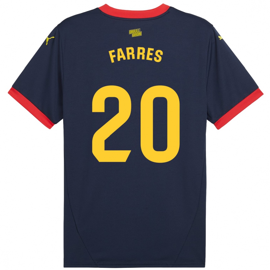 Niño Fútbol Camiseta Biel Farrés #20 Azul Marino Rojo 2ª Equipación 2024/25 Argentina