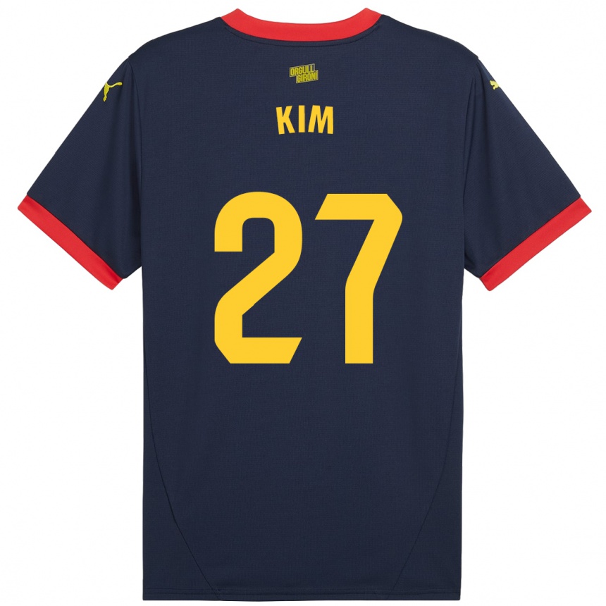 Niño Fútbol Camiseta Min-Su Kim #27 Azul Marino Rojo 2ª Equipación 2024/25 Argentina