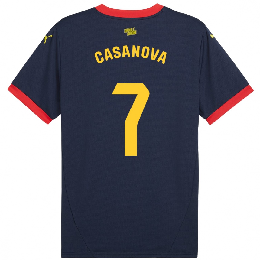 Niño Fútbol Camiseta Àstrid Casanova #7 Azul Marino Rojo 2ª Equipación 2024/25 Argentina