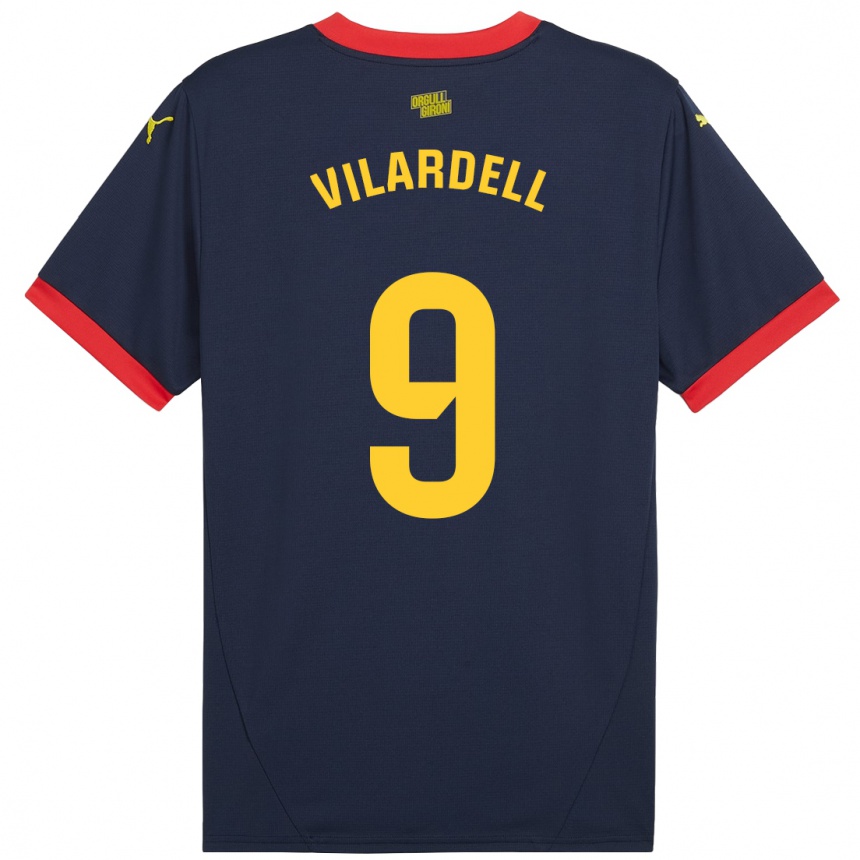 Niño Fútbol Camiseta Júlia Vilardell #9 Azul Marino Rojo 2ª Equipación 2024/25 Argentina