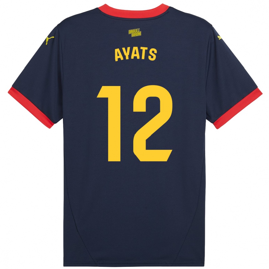 Niño Fútbol Camiseta Mònica Ayats #12 Azul Marino Rojo 2ª Equipación 2024/25 Argentina