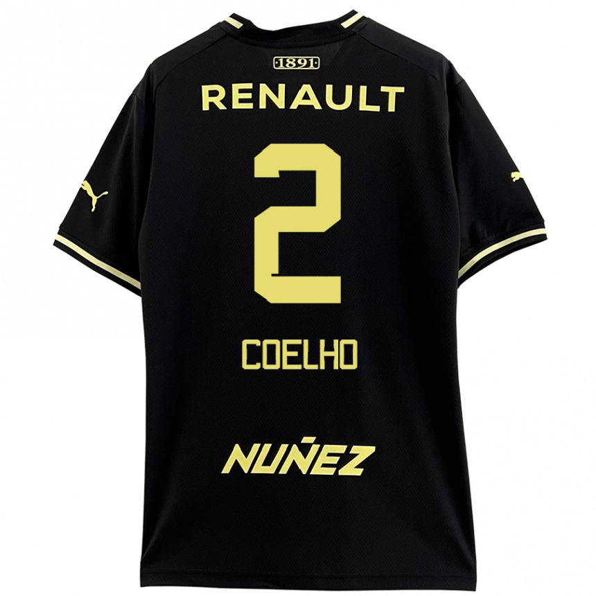 Niño Fútbol Camiseta Léo Coelho #2 Negro Amarillo 2ª Equipación 2024/25 Argentina