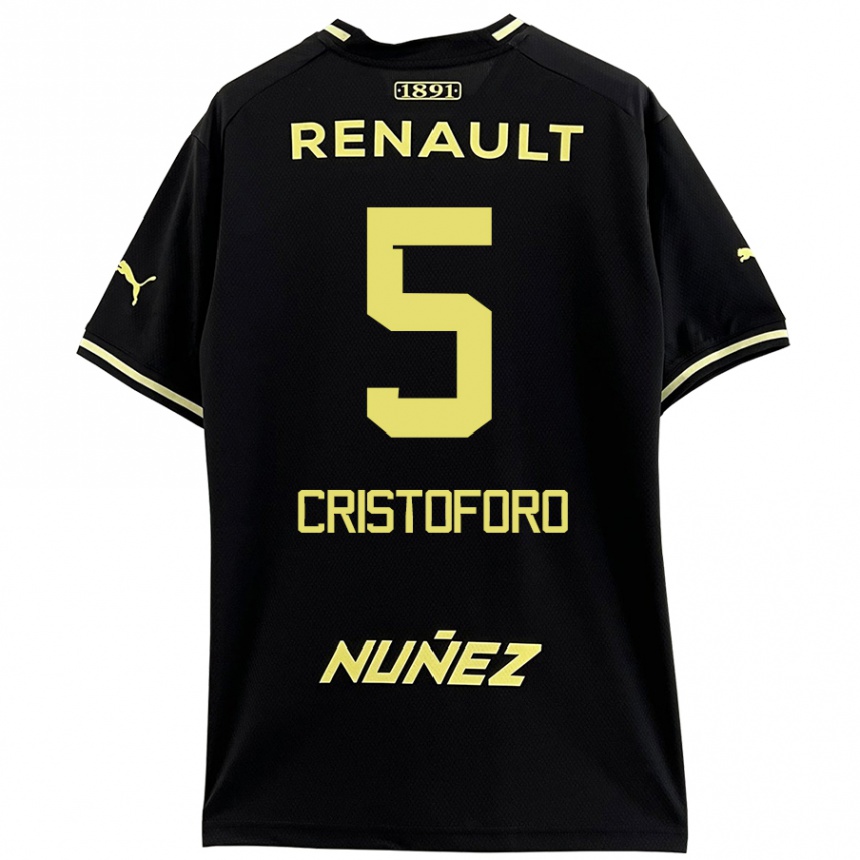 Niño Fútbol Camiseta Sebastián Cristóforo #5 Negro Amarillo 2ª Equipación 2024/25 Argentina