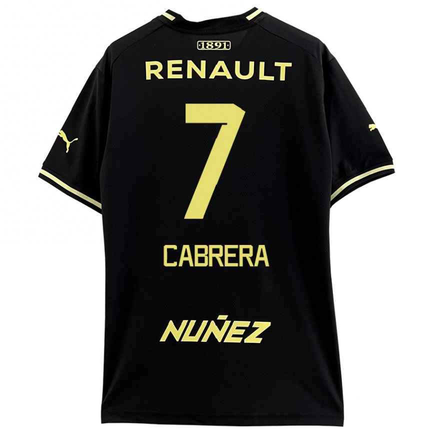 Niño Fútbol Camiseta Javier Cabrera #7 Negro Amarillo 2ª Equipación 2024/25 Argentina