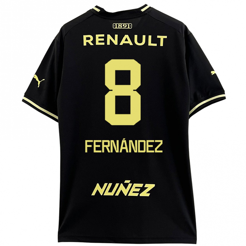 Niño Fútbol Camiseta Leonardo Fernández #8 Negro Amarillo 2ª Equipación 2024/25 Argentina