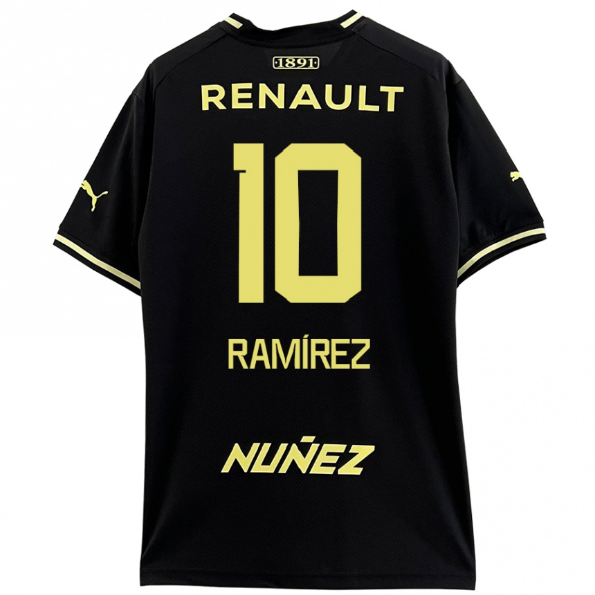 Niño Fútbol Camiseta Gastón Ramírez #10 Negro Amarillo 2ª Equipación 2024/25 Argentina