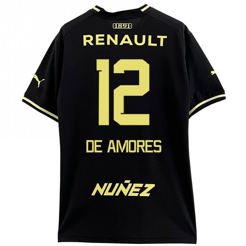 Niño Fútbol Camiseta Guillermo De Amores #12 Negro Amarillo 2ª Equipación 2024/25 Argentina