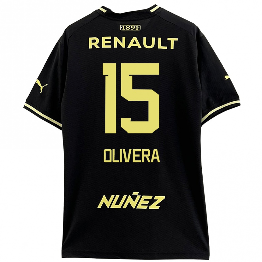 Niño Fútbol Camiseta Maximiliano Olivera #15 Negro Amarillo 2ª Equipación 2024/25 Argentina