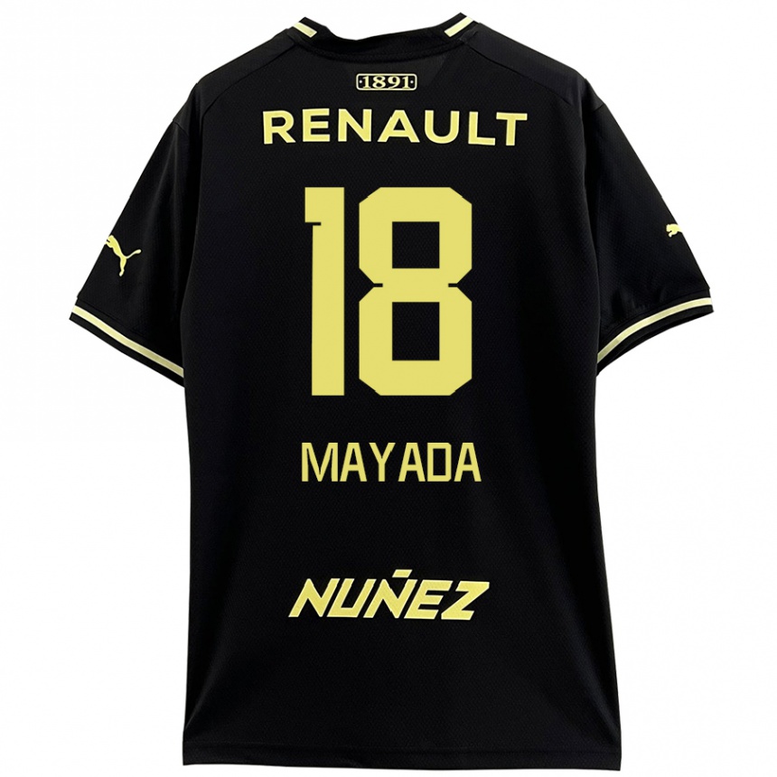 Niño Fútbol Camiseta Camilo Mayada #18 Negro Amarillo 2ª Equipación 2024/25 Argentina