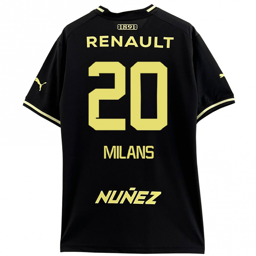 Niño Fútbol Camiseta Pedro Milans #20 Negro Amarillo 2ª Equipación 2024/25 Argentina