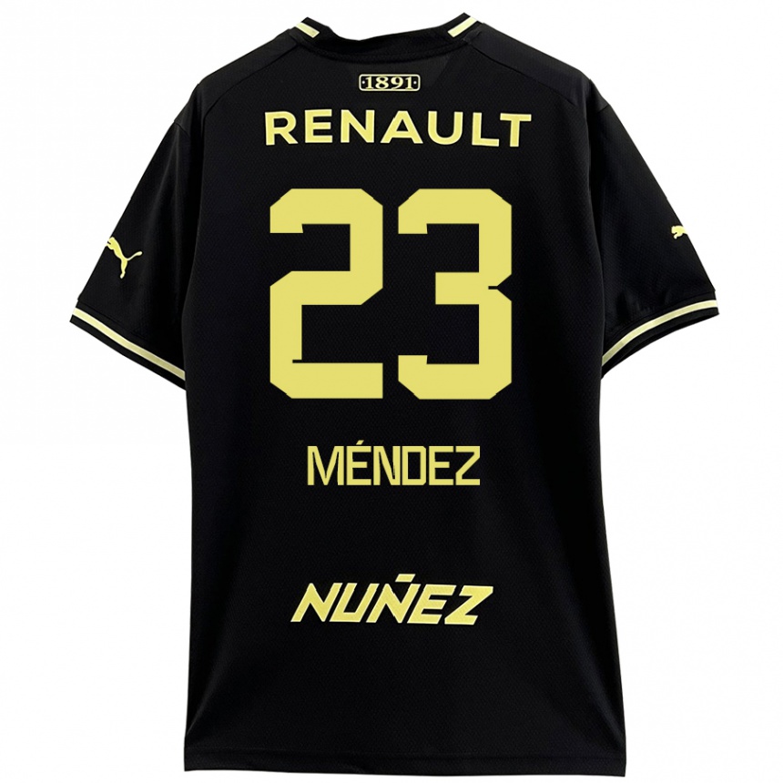 Niño Fútbol Camiseta Javier Méndez #23 Negro Amarillo 2ª Equipación 2024/25 Argentina