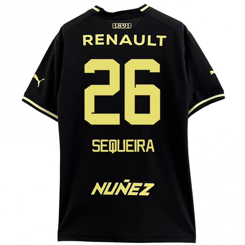 Niño Fútbol Camiseta Leonardo Sequeira #26 Negro Amarillo 2ª Equipación 2024/25 Argentina