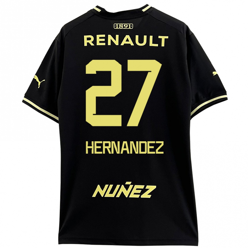 Niño Fútbol Camiseta Lucas Hernández #27 Negro Amarillo 2ª Equipación 2024/25 Argentina