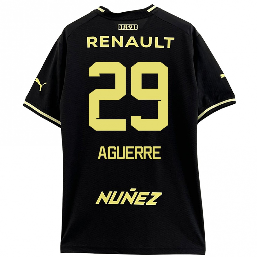 Niño Fútbol Camiseta Washington Aguerre #29 Negro Amarillo 2ª Equipación 2024/25 Argentina