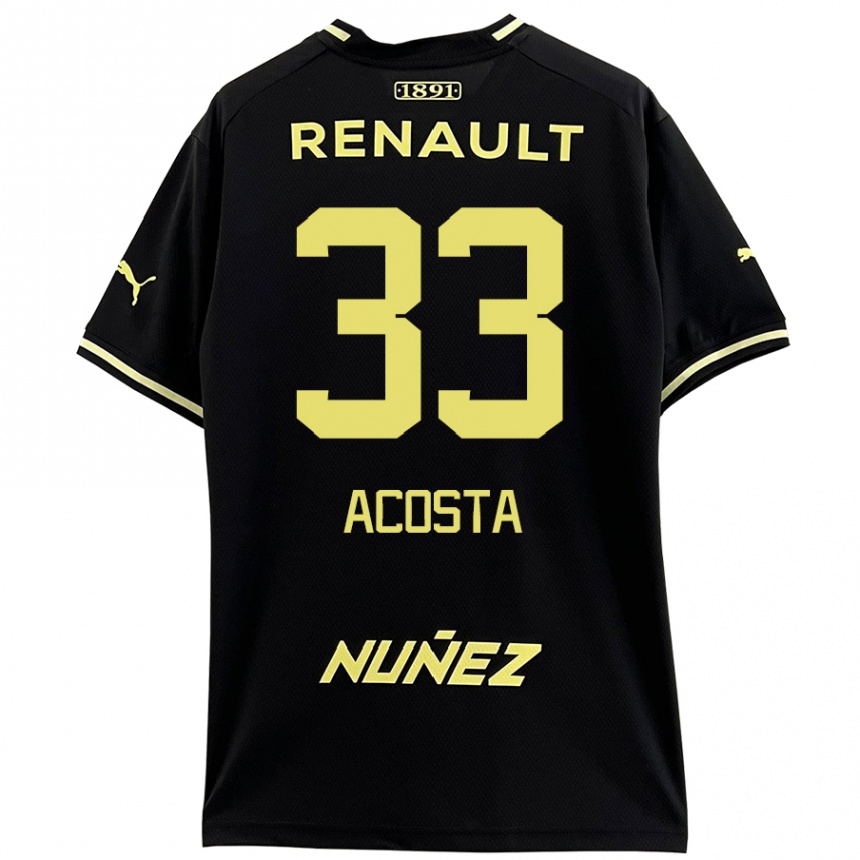 Niño Fútbol Camiseta Nahuel Acosta #33 Negro Amarillo 2ª Equipación 2024/25 Argentina