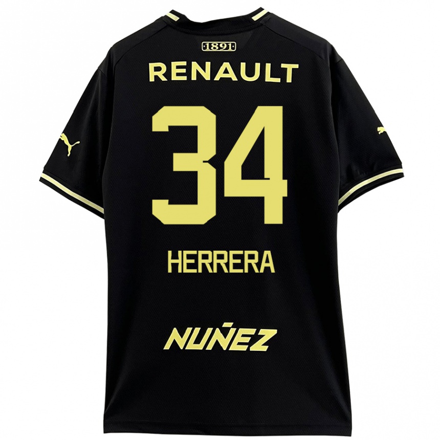 Niño Fútbol Camiseta Nahuel Herrera #34 Negro Amarillo 2ª Equipación 2024/25 Argentina