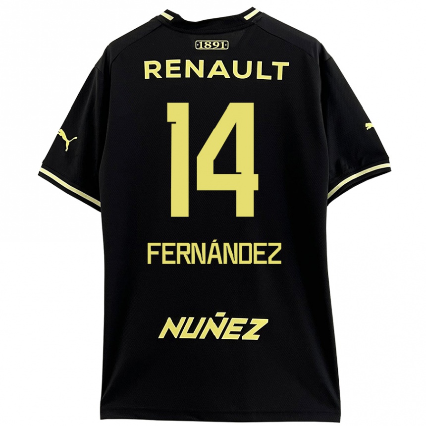 Niño Fútbol Camiseta Faustino Fernández #14 Negro Amarillo 2ª Equipación 2024/25 Argentina