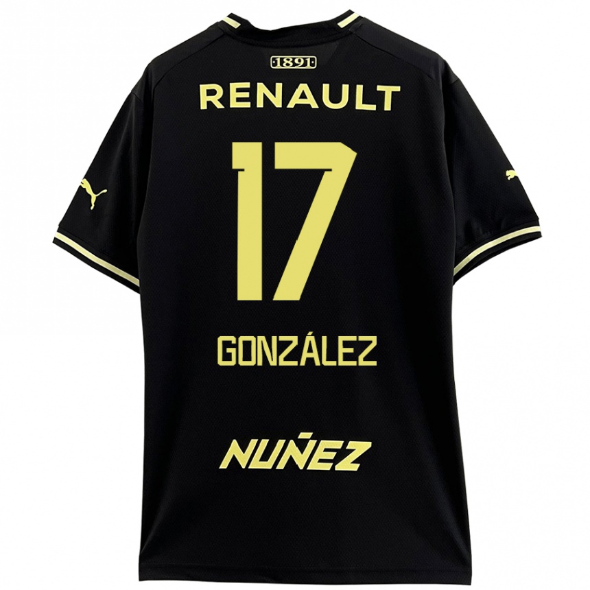 Niño Fútbol Camiseta Luciano González #17 Negro Amarillo 2ª Equipación 2024/25 Argentina