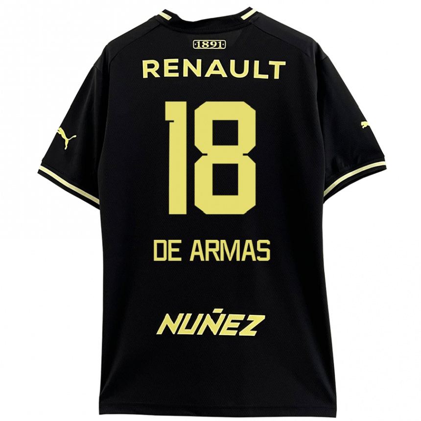 Niño Fútbol Camiseta Nahuel De Armas #18 Negro Amarillo 2ª Equipación 2024/25 Argentina