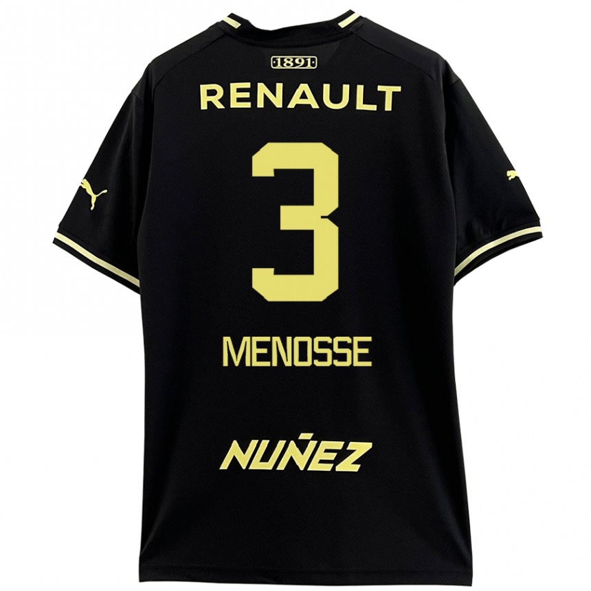 Niño Fútbol Camiseta Hernán Menosse #3 Negro Amarillo 2ª Equipación 2024/25 Argentina