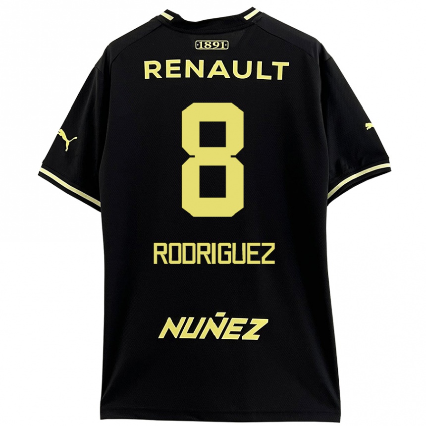 Niño Fútbol Camiseta Sebastián Rodríguez #8 Negro Amarillo 2ª Equipación 2024/25 Argentina