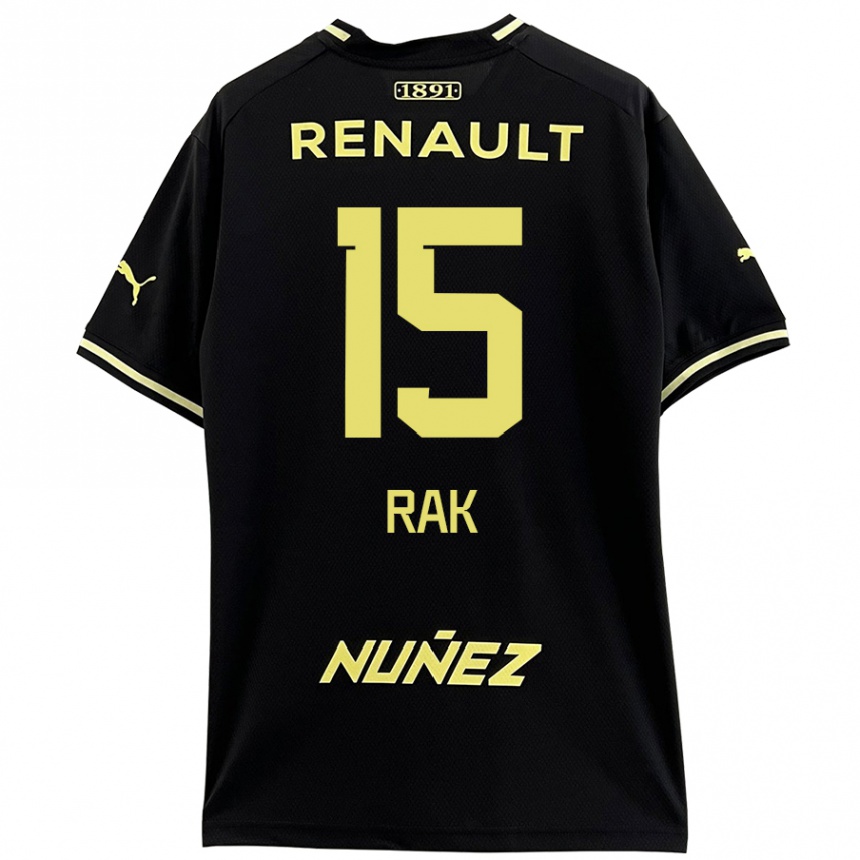 Niño Fútbol Camiseta Yonatthan Rak #15 Negro Amarillo 2ª Equipación 2024/25 Argentina