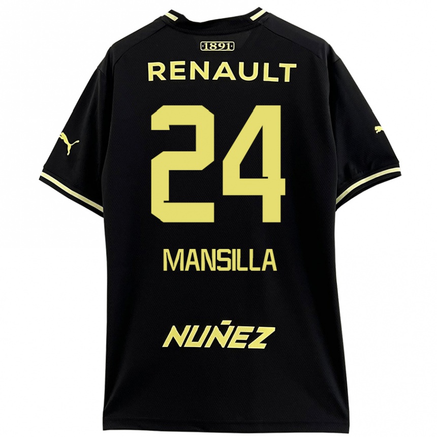 Niño Fútbol Camiseta Brian Mansilla #24 Negro Amarillo 2ª Equipación 2024/25 Argentina