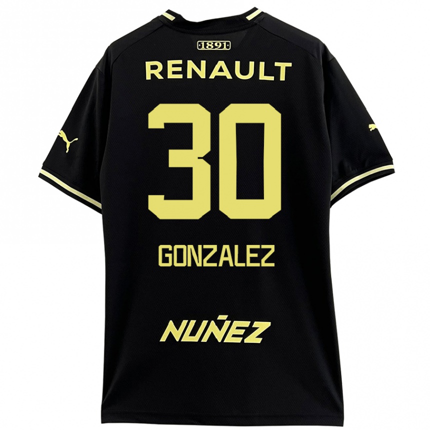 Niño Fútbol Camiseta Ángel González #30 Negro Amarillo 2ª Equipación 2024/25 Argentina