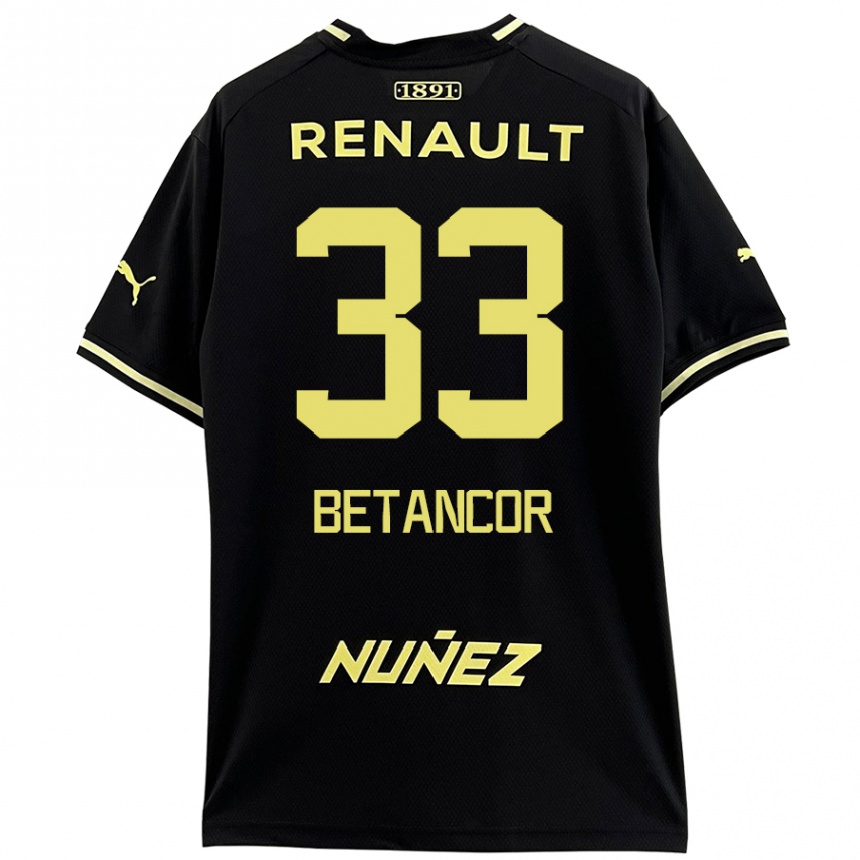 Niño Fútbol Camiseta Bruno Betancor #33 Negro Amarillo 2ª Equipación 2024/25 Argentina