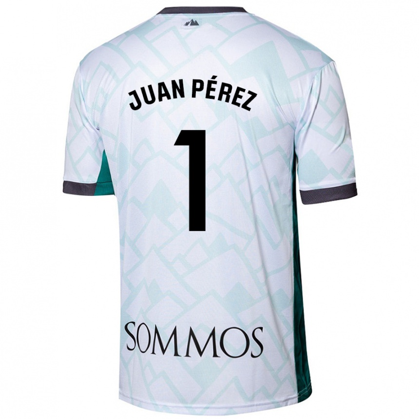 Niño Fútbol Camiseta Juan Pérez #1 Blanco Verde 2ª Equipación 2024/25 Argentina