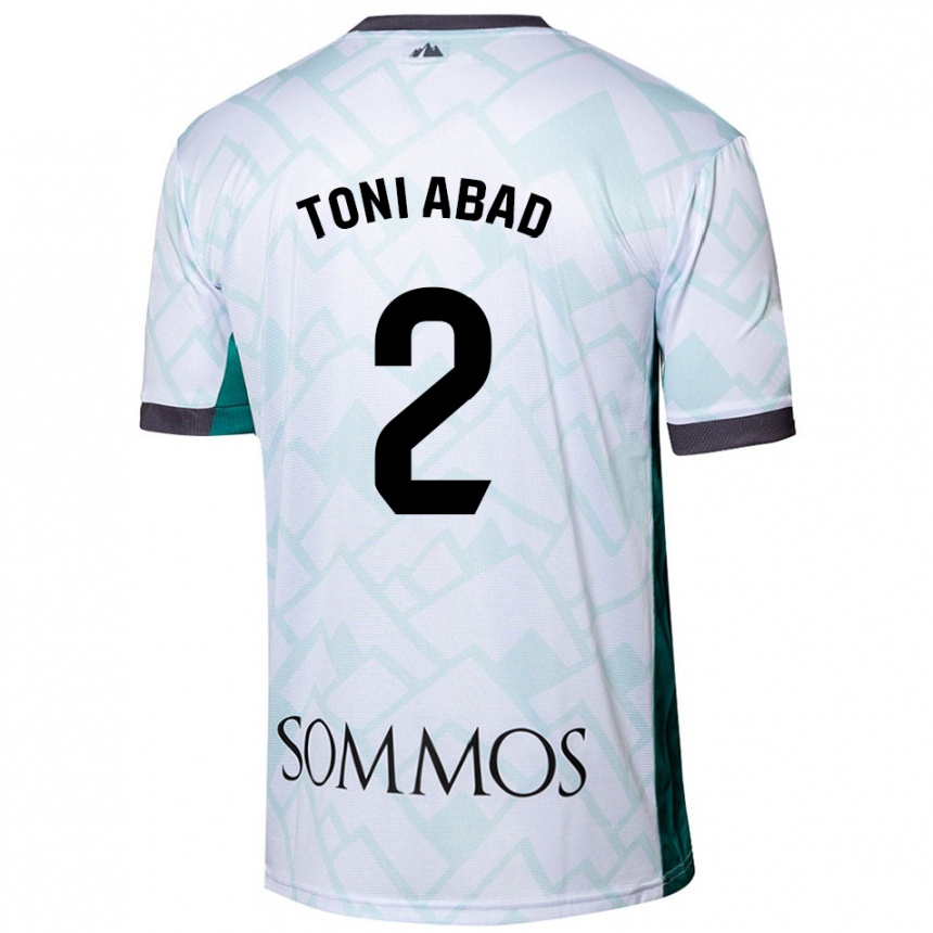 Niño Fútbol Camiseta Toni Abad #2 Blanco Verde 2ª Equipación 2024/25 Argentina