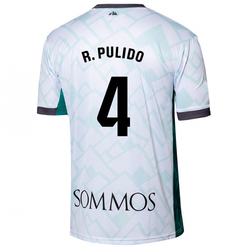 Niño Fútbol Camiseta Rubén Pulido #4 Blanco Verde 2ª Equipación 2024/25 Argentina