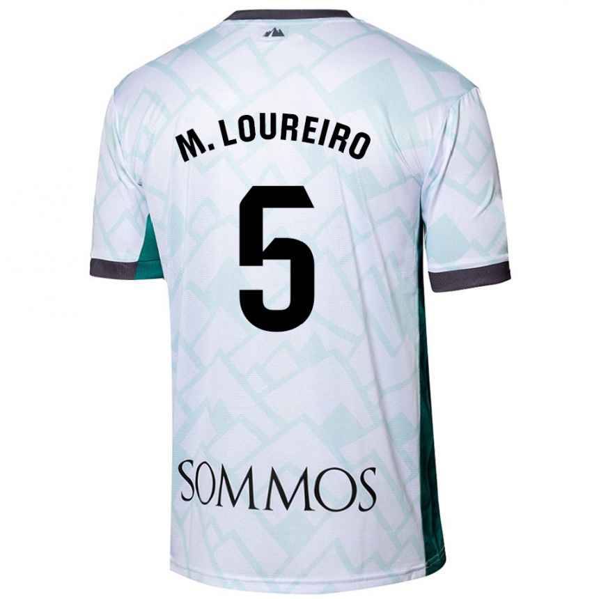 Niño Fútbol Camiseta Miguel Loureiro #5 Blanco Verde 2ª Equipación 2024/25 Argentina