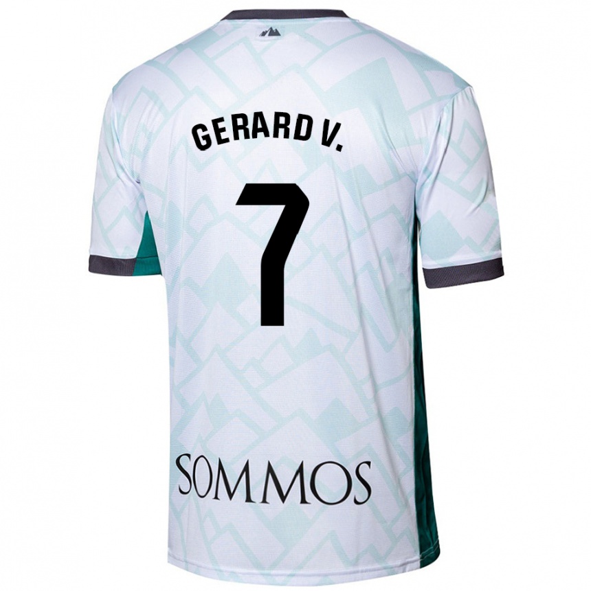 Niño Fútbol Camiseta Gerard Valentín #7 Blanco Verde 2ª Equipación 2024/25 Argentina