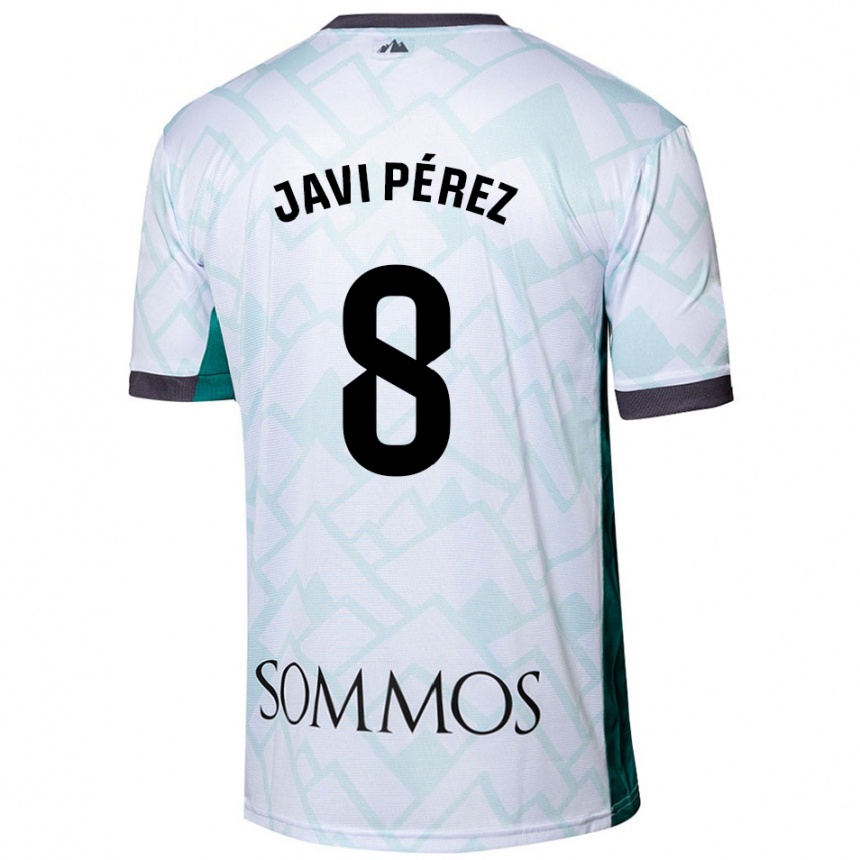 Niño Fútbol Camiseta Javi Pérez #8 Blanco Verde 2ª Equipación 2024/25 Argentina