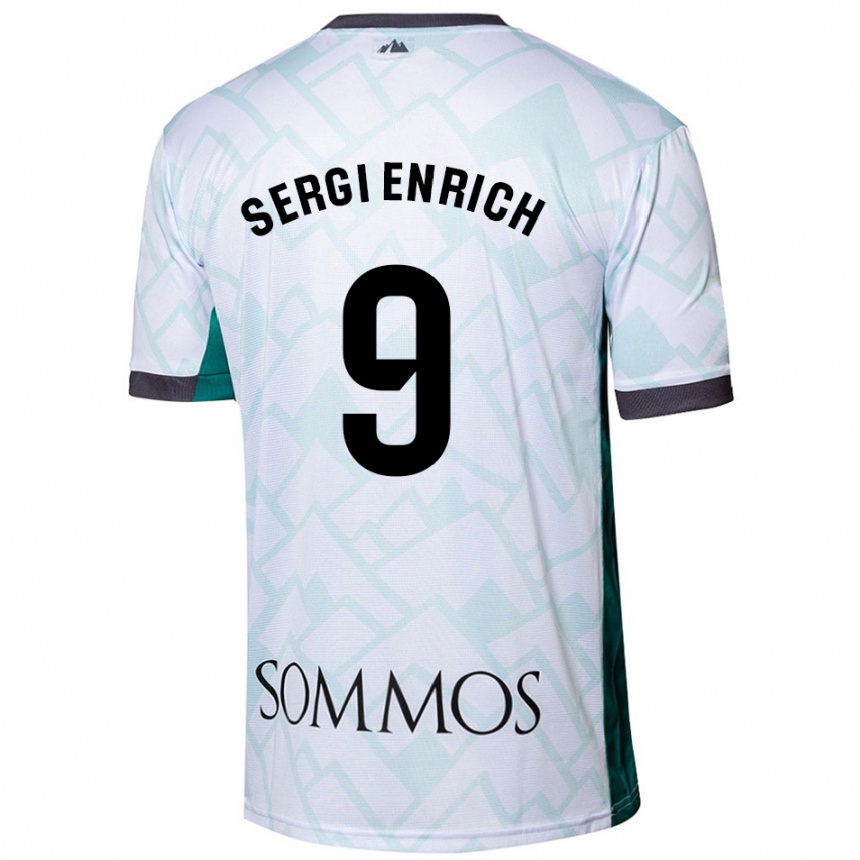 Niño Fútbol Camiseta Sergi Enrich #9 Blanco Verde 2ª Equipación 2024/25 Argentina