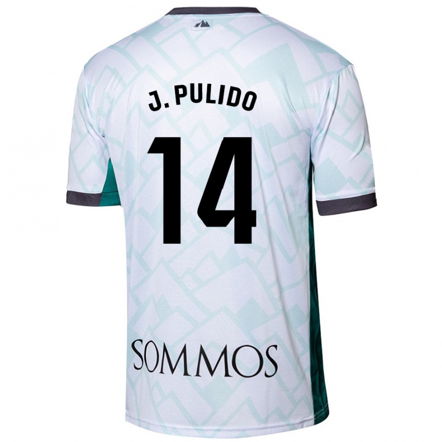 Niño Fútbol Camiseta Jorge Pulido #14 Blanco Verde 2ª Equipación 2024/25 Argentina